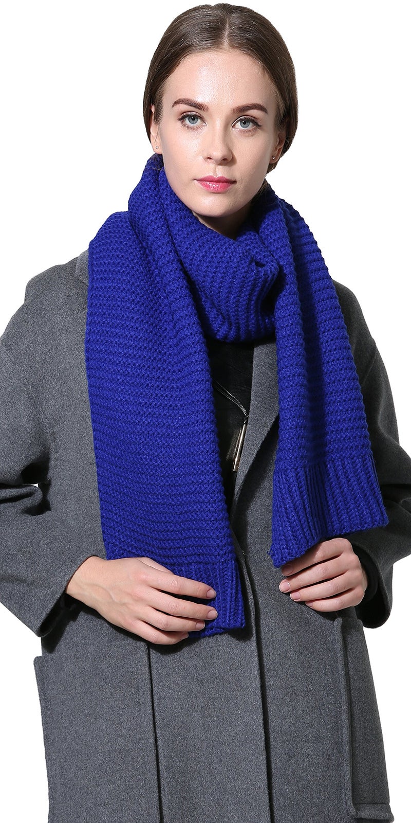 NEOSAN Women Men Winter Thick Cable Knit Wrap Chunky Warm Scarf Royal Blue - Image 5